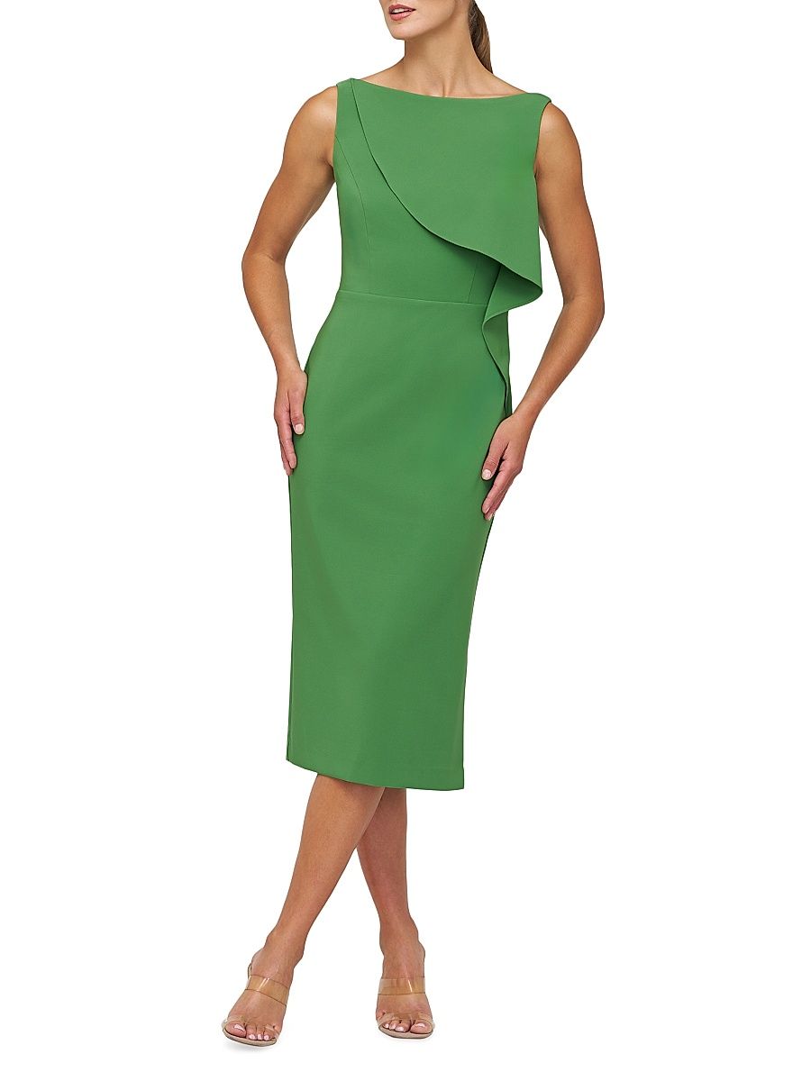 Women's Jolie Ruffle Detail Midi-Dress - Lush Green - Size 4