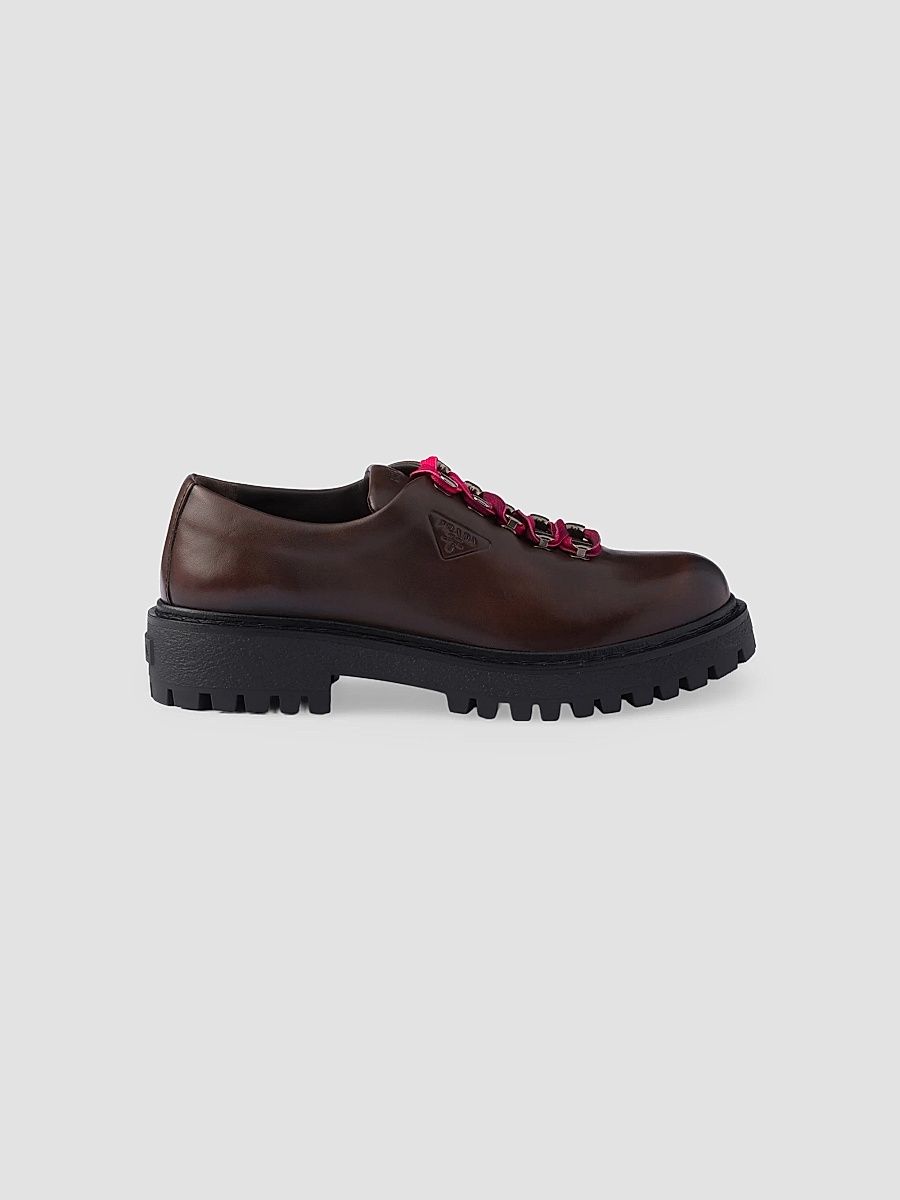Women's Leather Lace-Up Shoes - Brown - Size 11