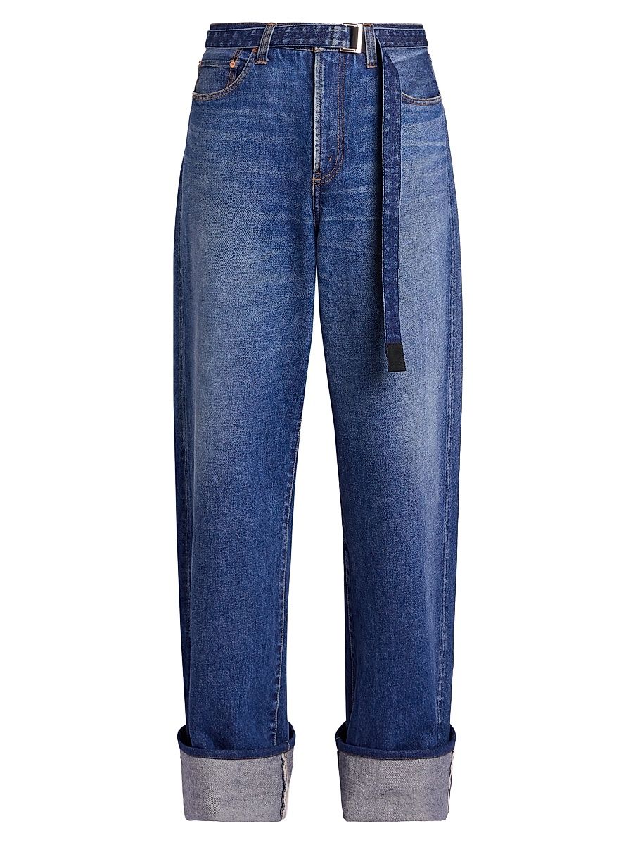 Men's Levi's x Sacai Rolled Wide-Leg Jeans - Indigo - Size XL