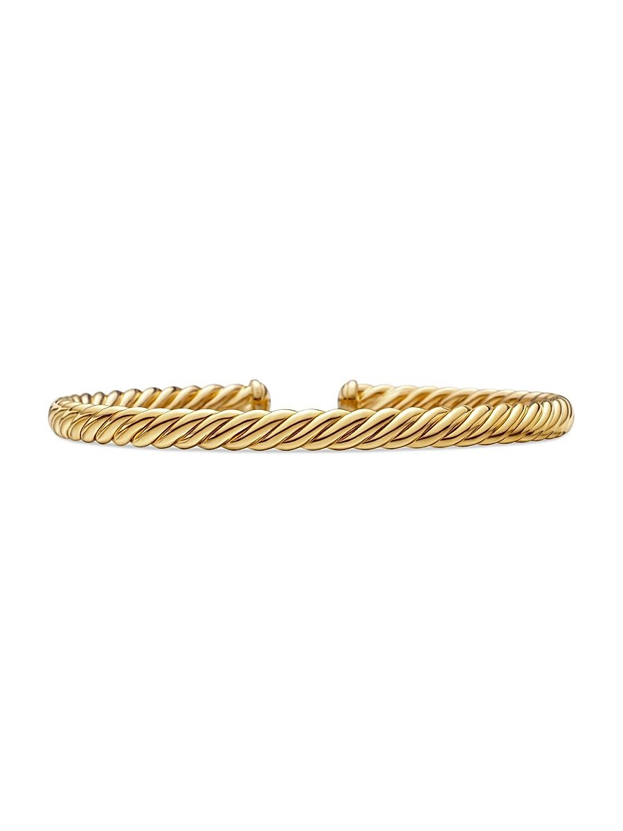 Women's Modern Oval Cablespira Bracelet in 18K Yellow Gold, 4.5mm - Size Small