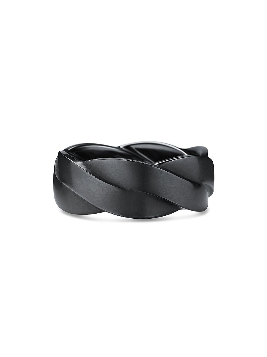 Men's DY Helios Band Ring In Titanium - Black - Size 10