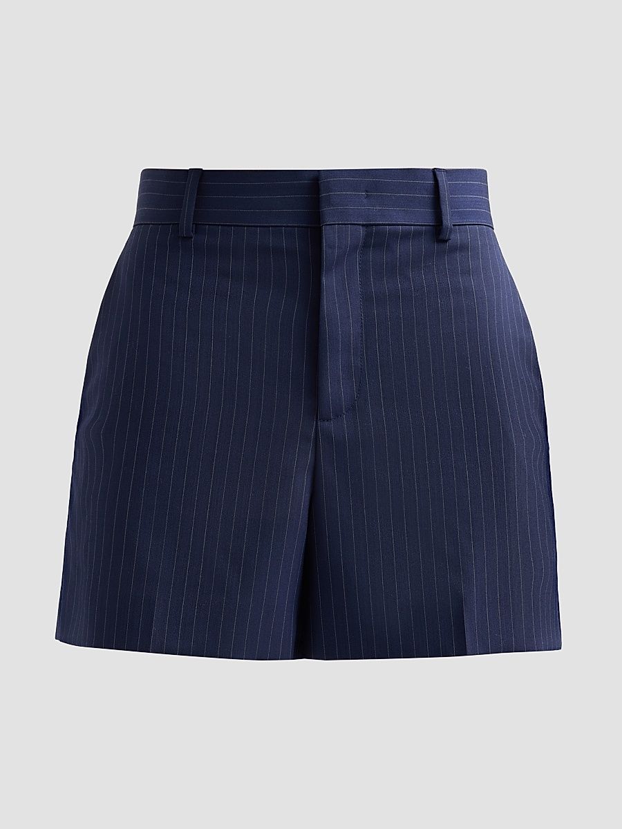 Women's Pinstriped Wool Trouser Shorts - Size 6
