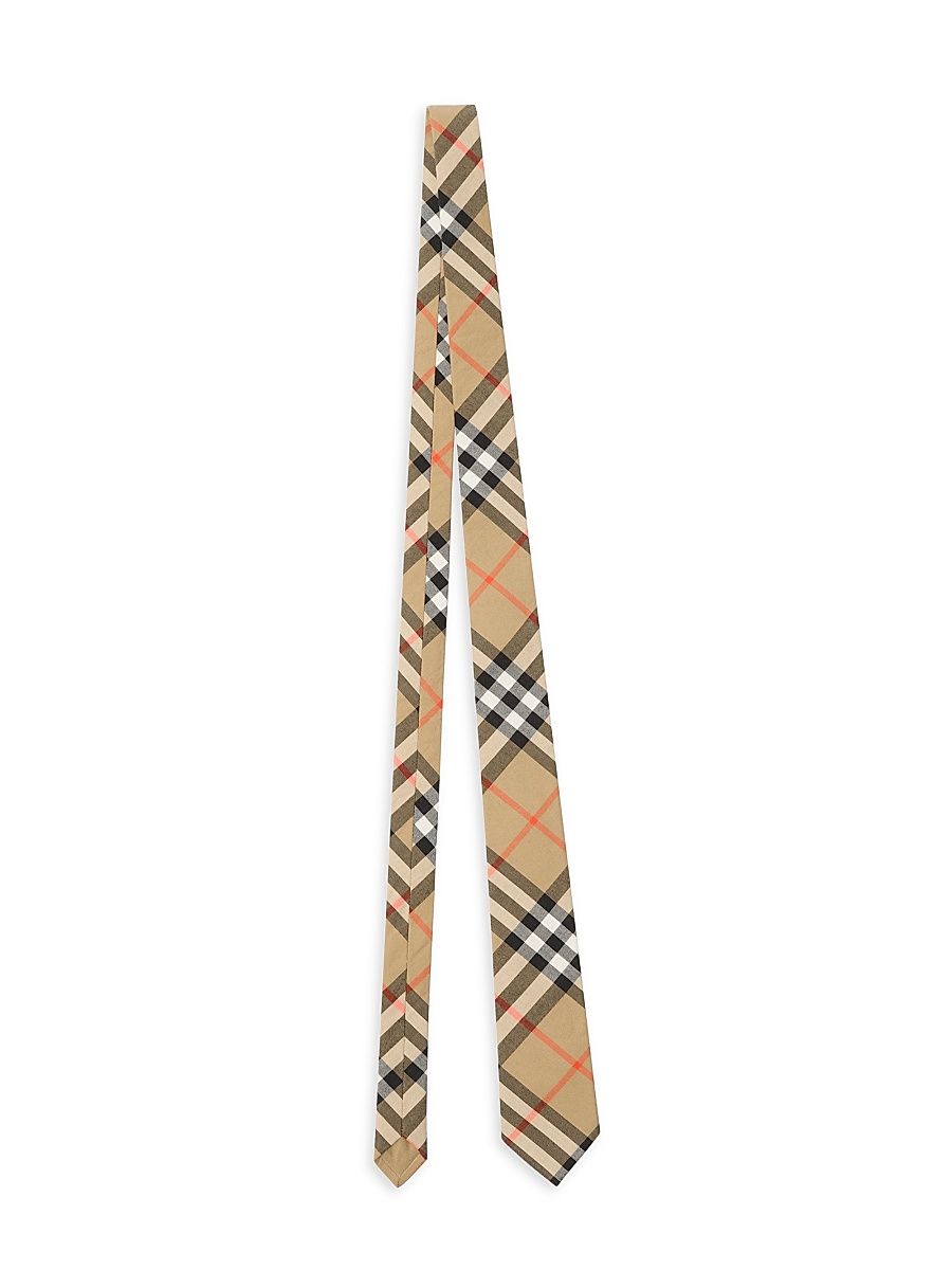 Boy's Cotton Check Tie - Sand