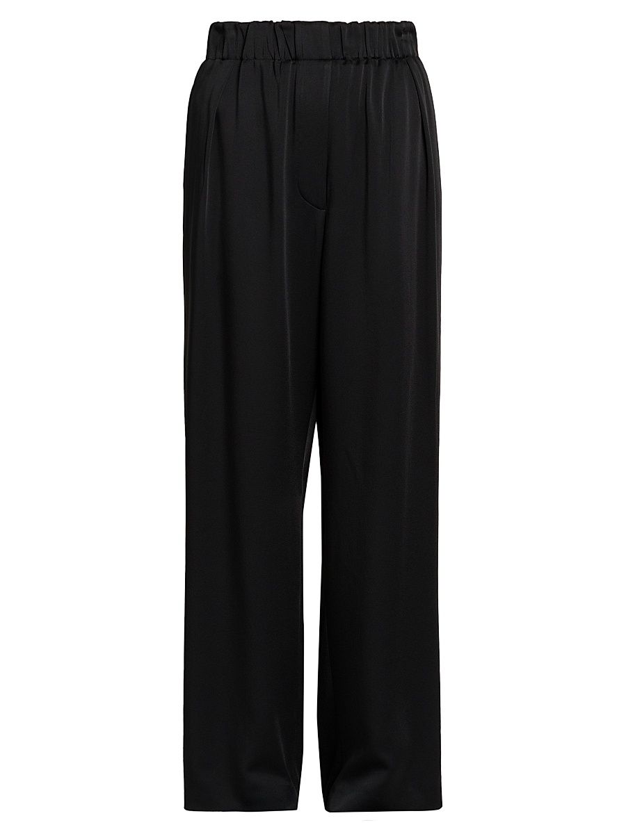 Women's Satin Wide-Leg Trousers - Black - Size 12