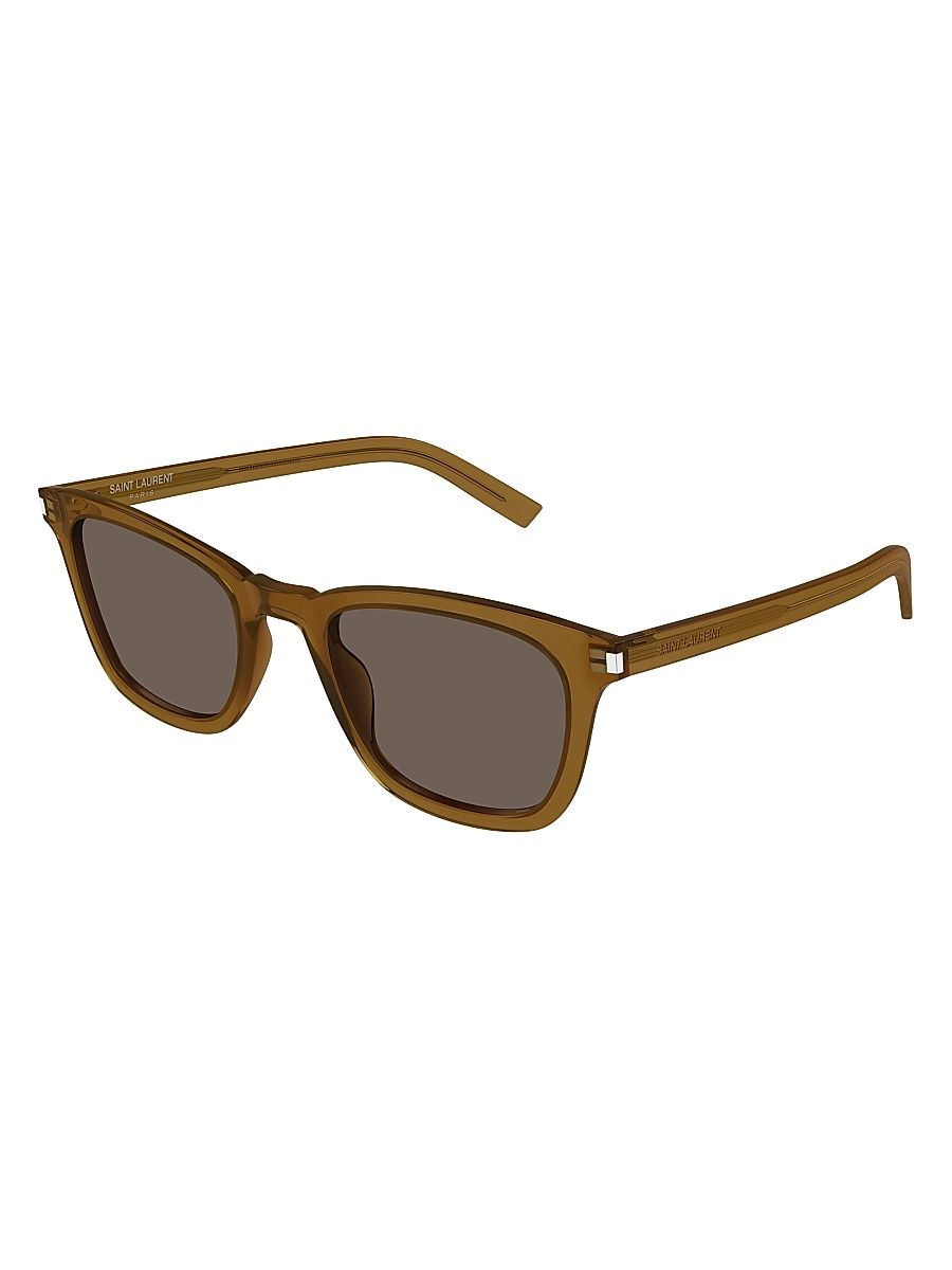 Women's Slim Acetate 50MM Squared Sunglasses - Brown Transparent Brown