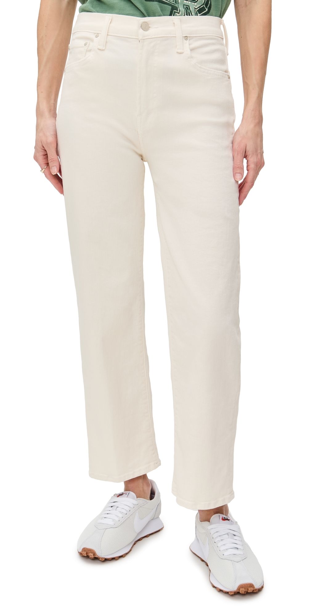 MOTHER Petite Lil Rambler Zip Ankle Jeans Cream Puffs 28