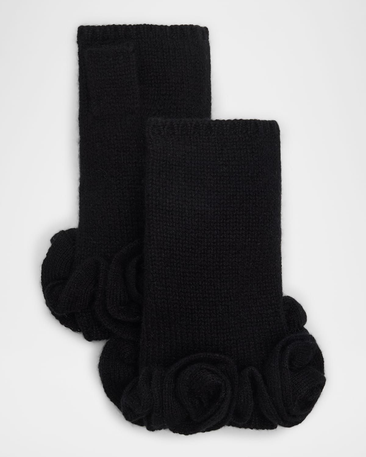 Ruffled Cashmere Fingerless Gloves