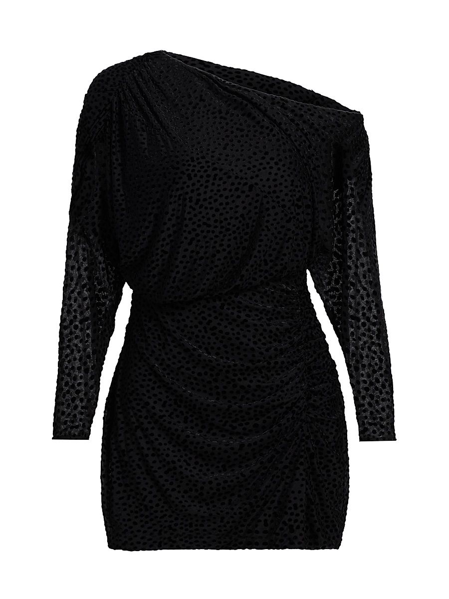 Women's Lawrence Polka Dot One-Shoulder Minidress - Black Dot - Size 12