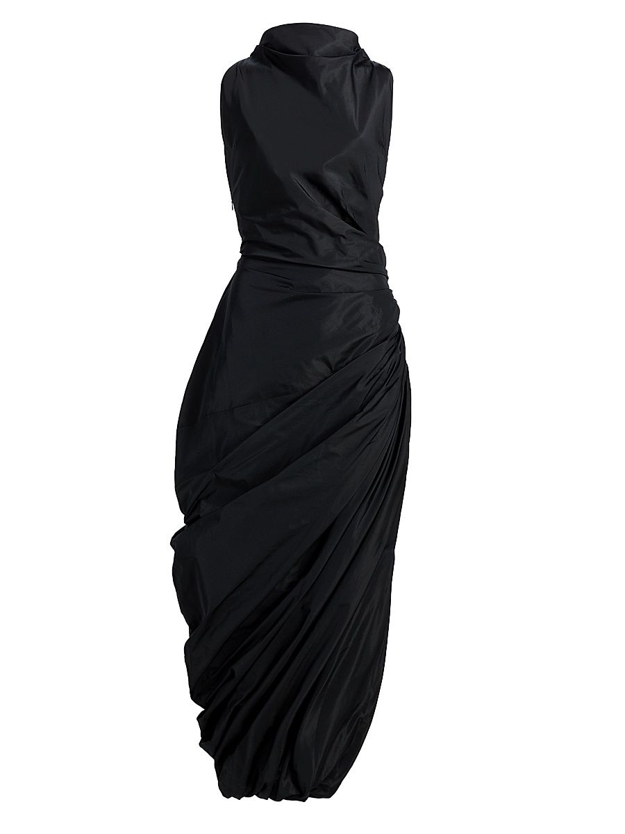 Women's Dora Gathered Taffeta Dress - Black - Size 4