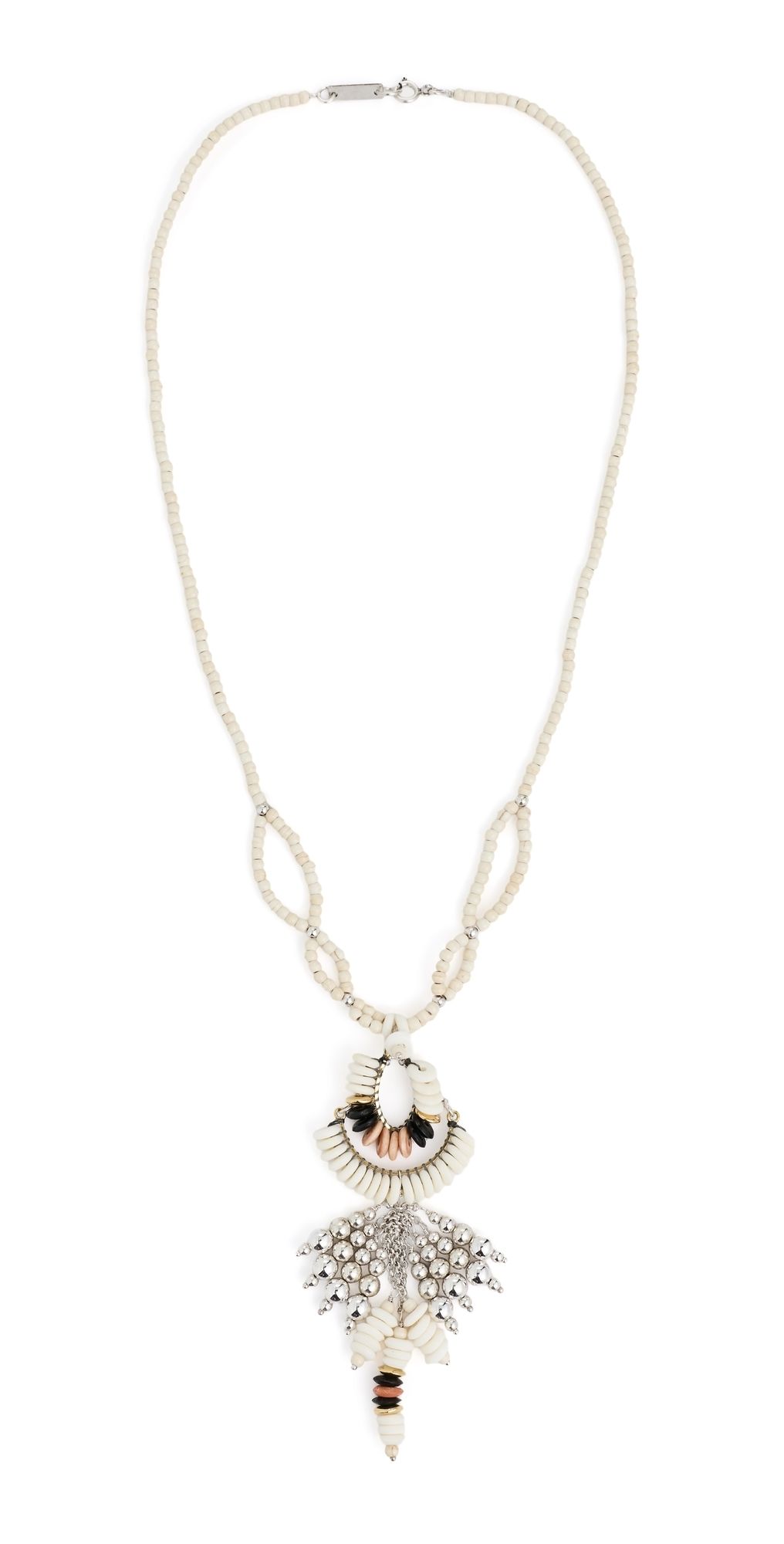 Isabel Marant Beaded Necklace Ecru/Silve One Size