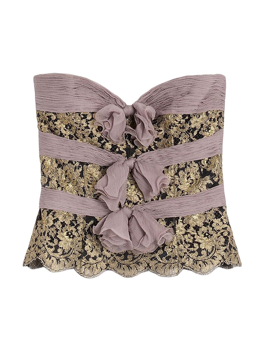 Women's Chiffon Top - Grey Mauve Gold - Size 2