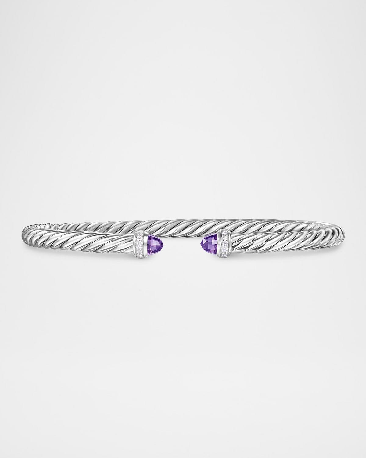Modern Cable Flex Bracelet with Gemstones and Diamonds in Silver, 4mm