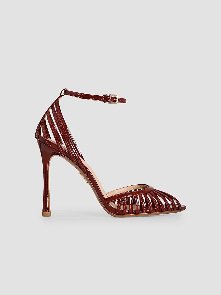 Women's Analu Python-Embossed Leather Heel Sandals - Snake Print - Size 11