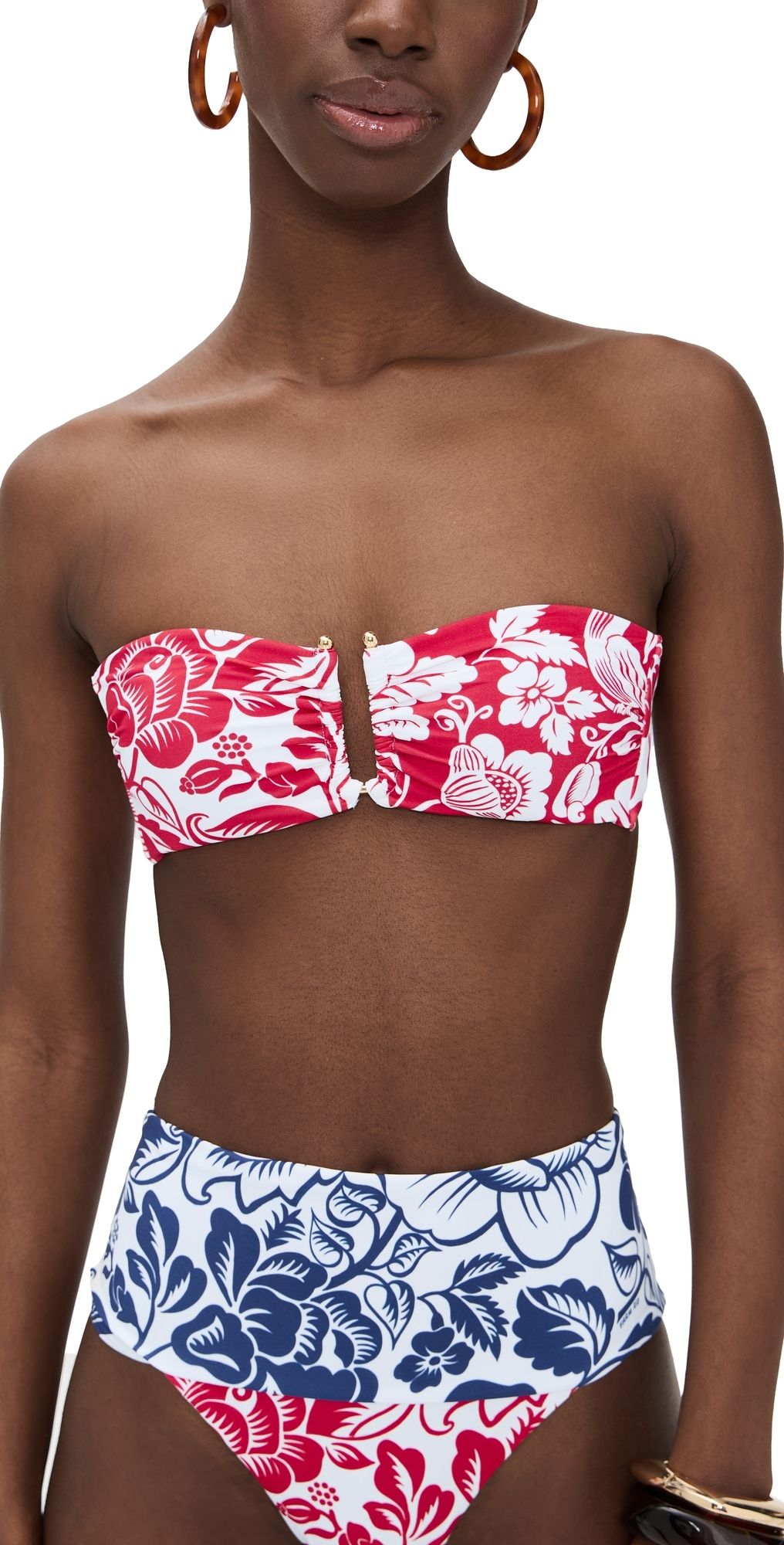 FARM Rio Cashew and Birds Bandeau Bikini Top Cashew And Birds Red L