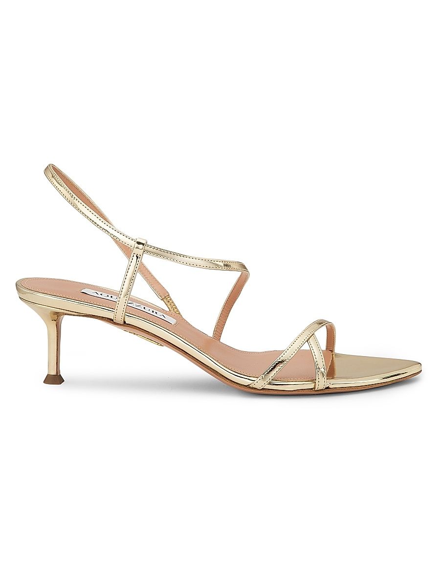 Women's Tease 50MM Leather Kitten Heel Sandals - Soft Gold - Size 9