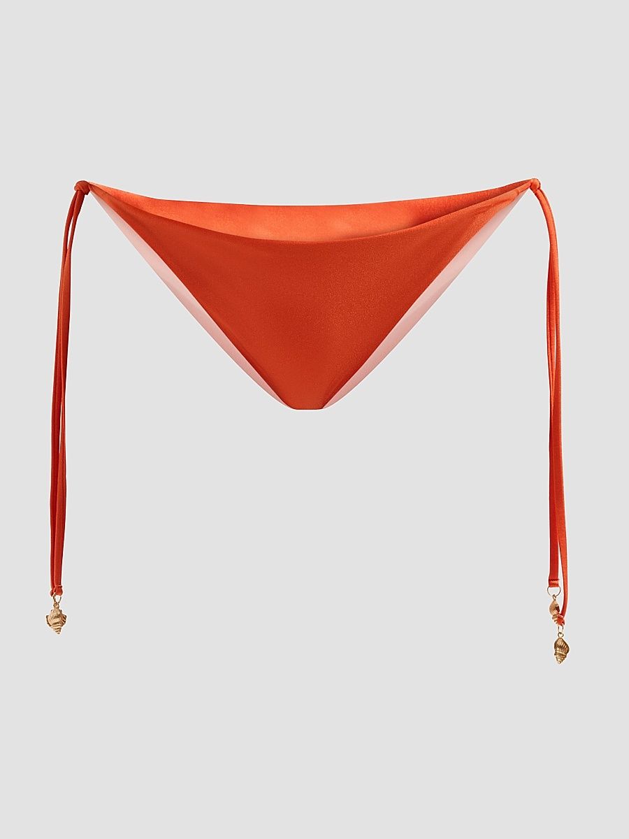Women's Ammama Reversible String Bikini Bottoms - Vermillion And Blush - Size Large