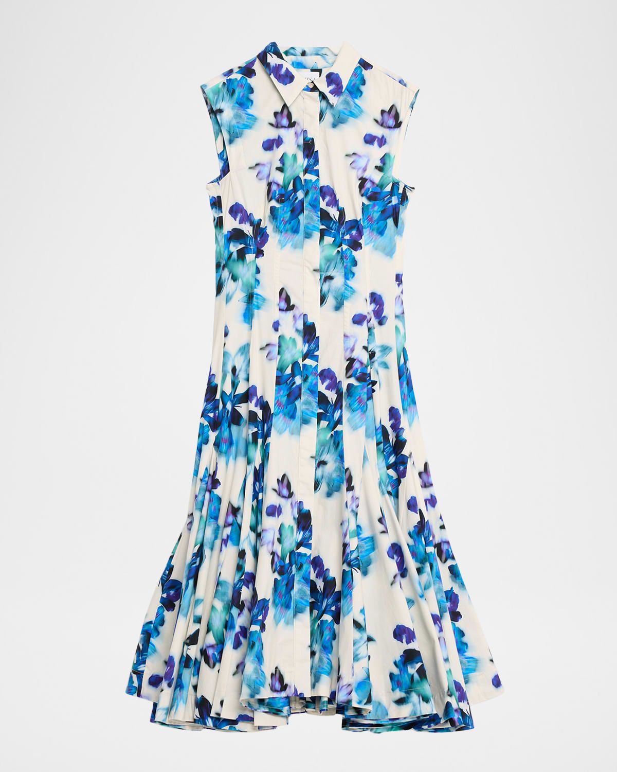 Charlotte Blurred Bouquet Stretch Cotton Shirtdress