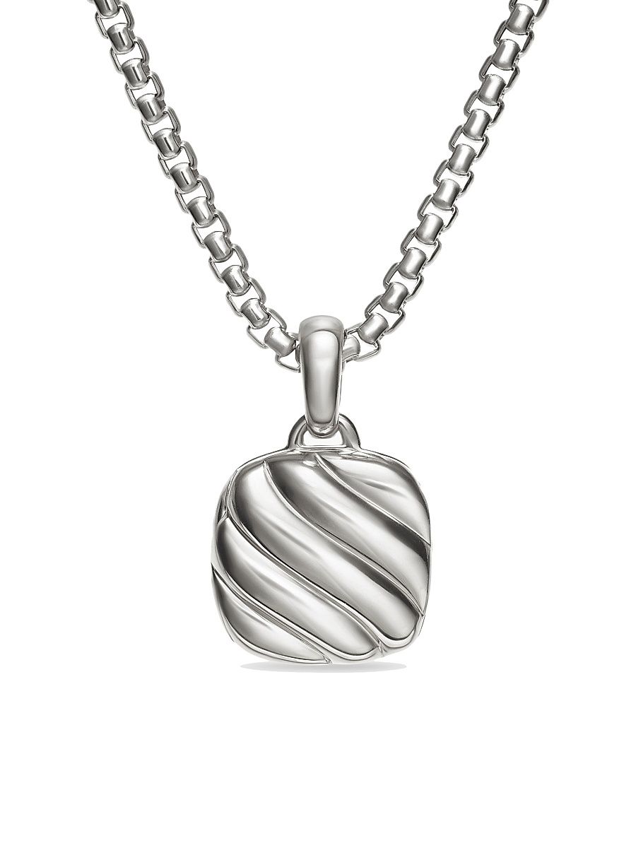 Women's Sculpted Cable Square Locket in Sterling Silver - Silver