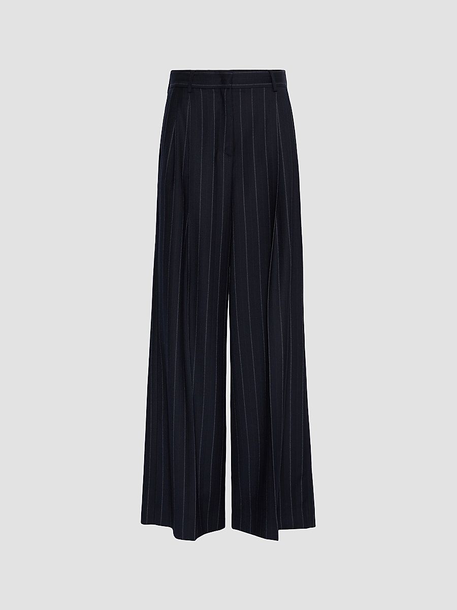 Women's Stretch Wool Flannel Trousers - Navy - Size 0