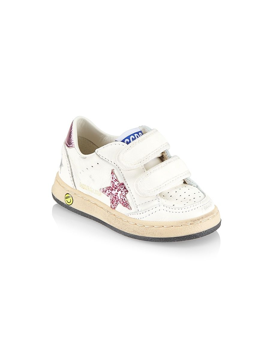 Baby Girl's & Little Girl's Ballstar Glitter Star Sneakers - White Pink - Size 3 (Child)