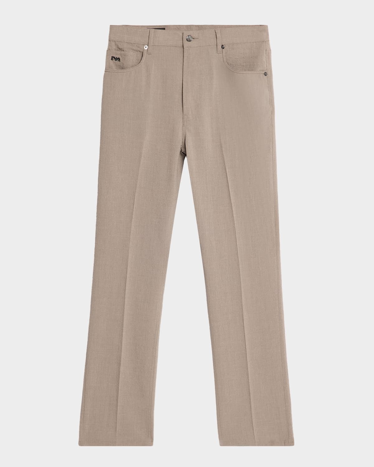 Seersucker Mid-Rise Straight-Leg Pants