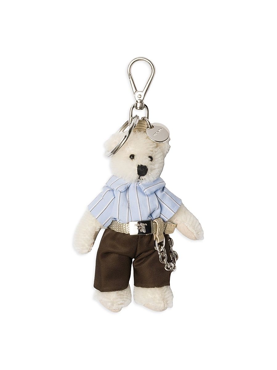 Men's Teddy Keychain Charm - White