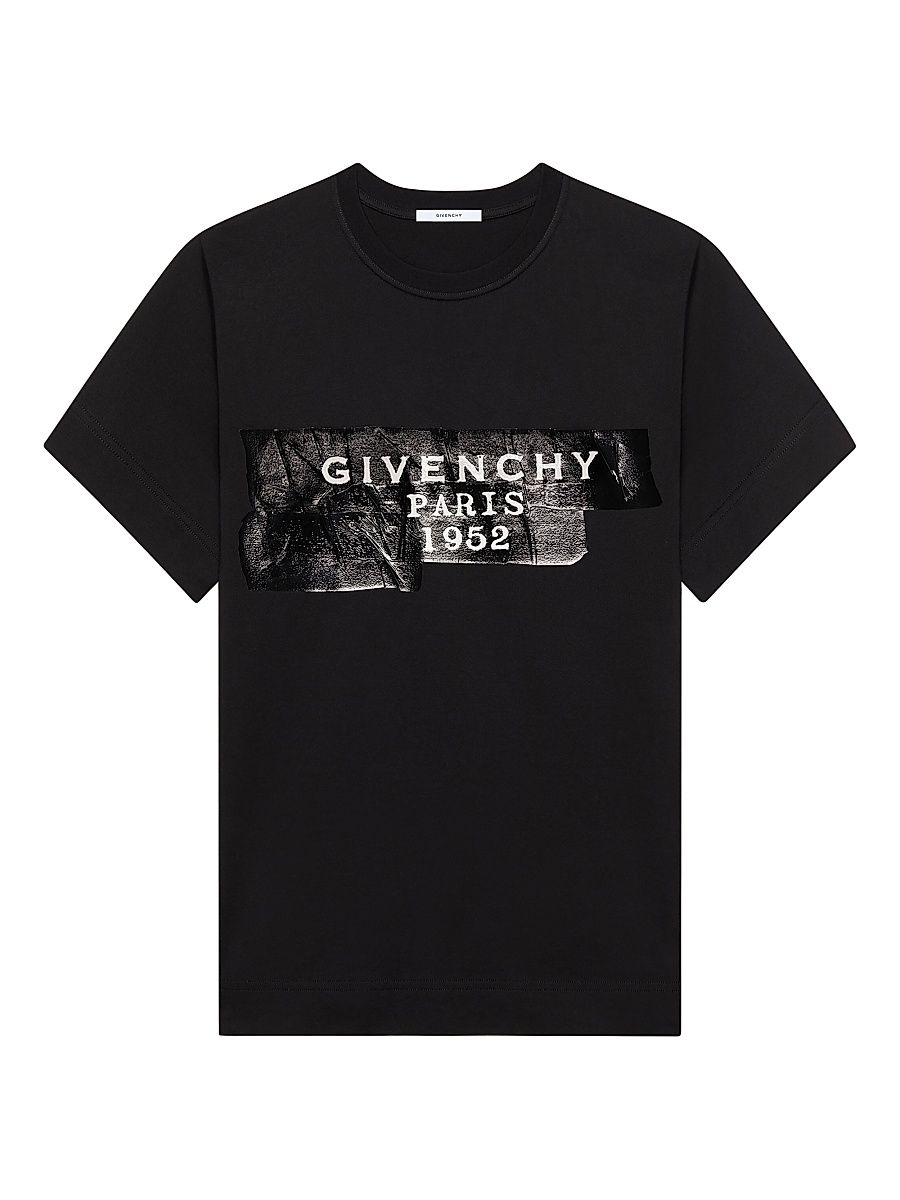 Women's T-Shirt in Cotton with Givenchy Tape - Black - Size Large