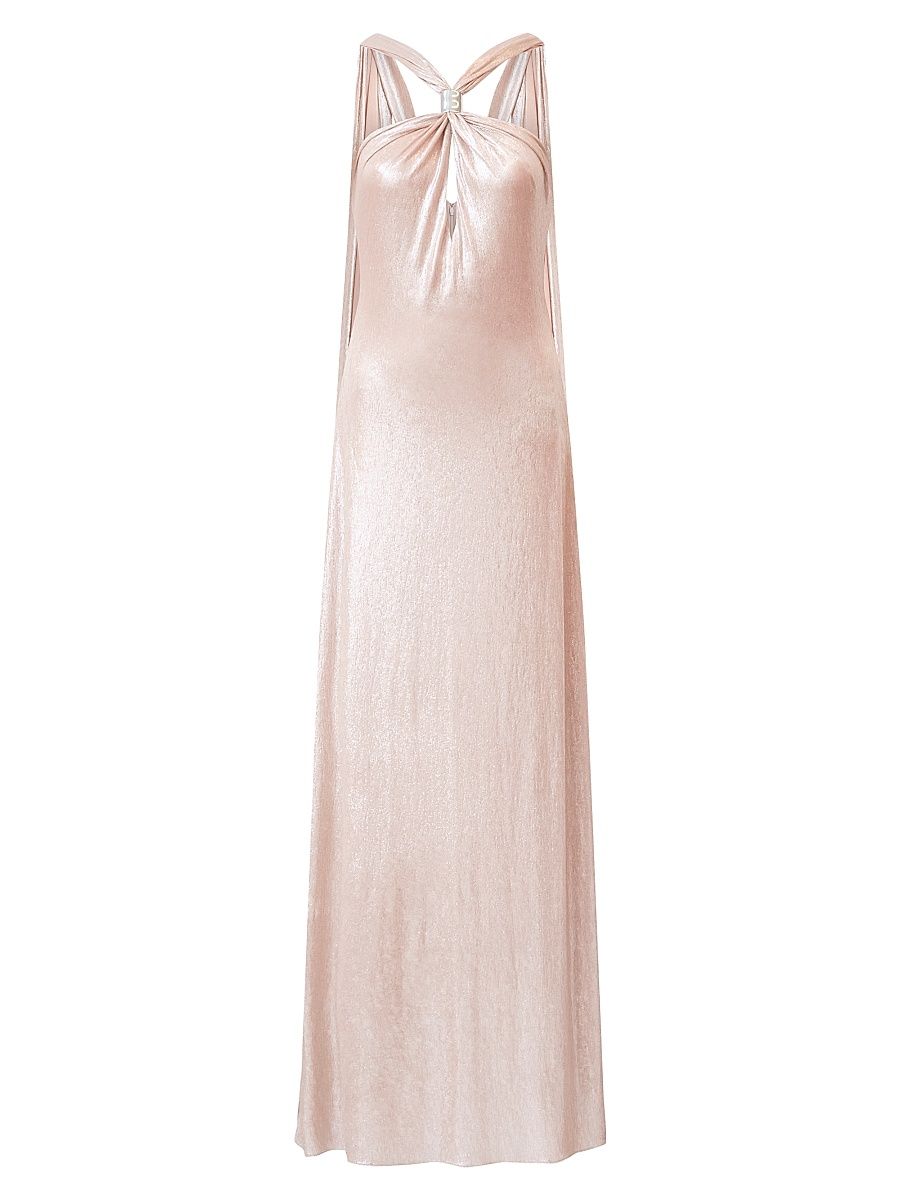 Women's Sofie Metallic Jersey Halterneck Gown - Rose Gold - Size 16