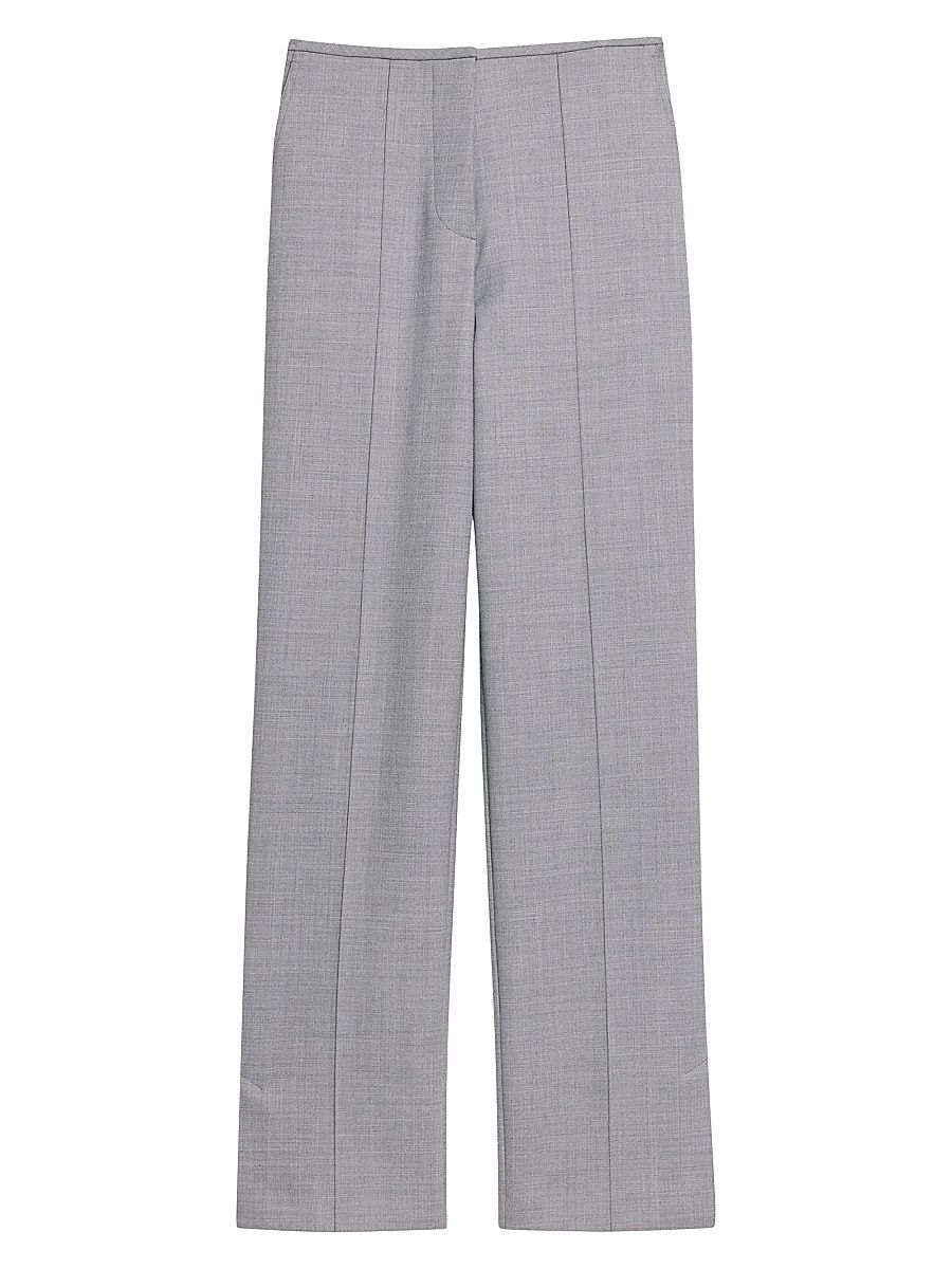 Women's Low-Rise Pintuck Trousers - Light Grey Melange - Size 8