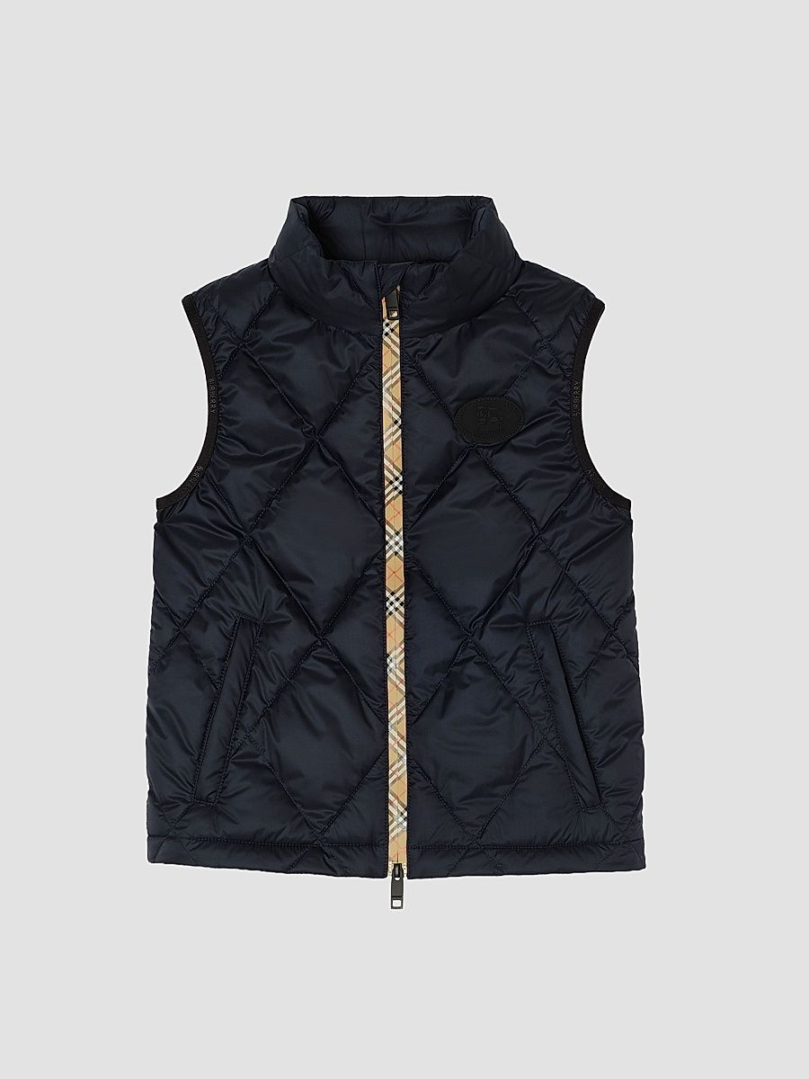 Little Boy's & Boy's Check-Trimmed Quilted Vest - Navy - Size 10