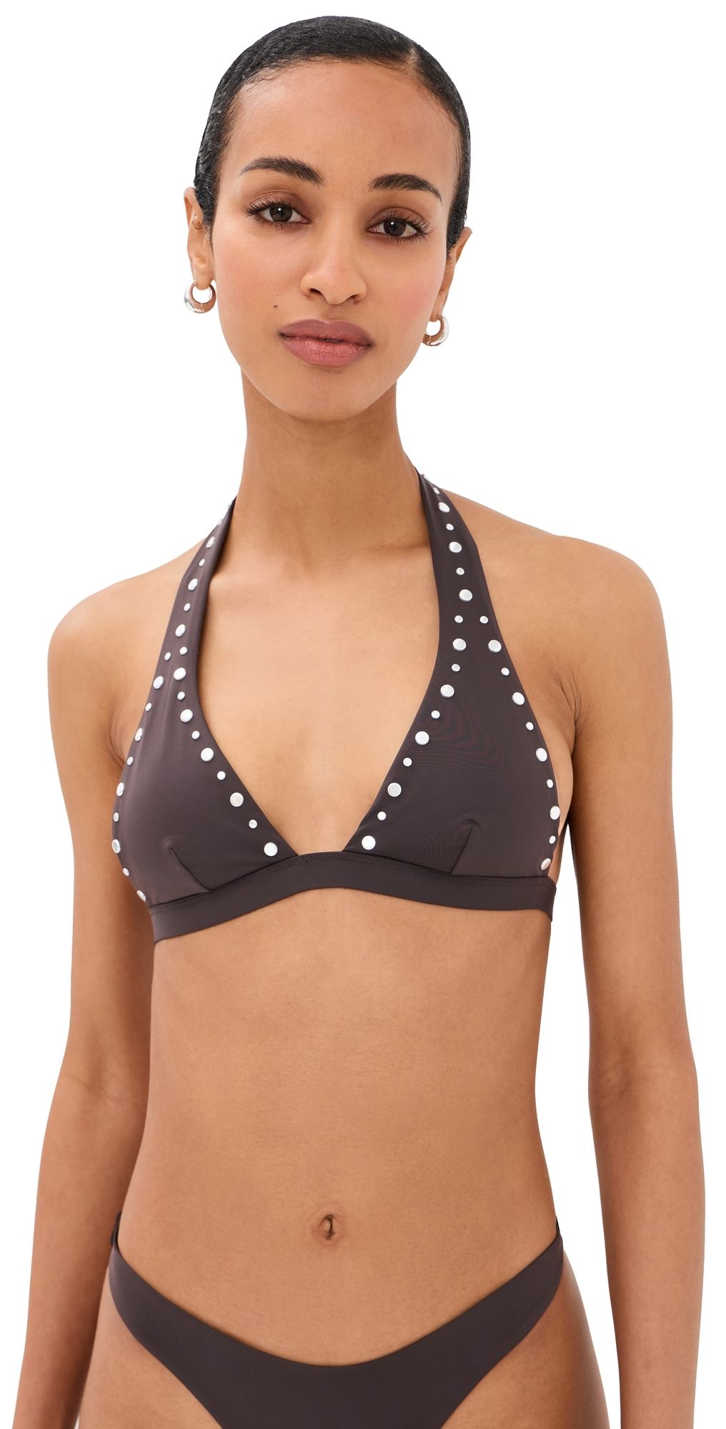 STAUD Irina Bikini Top Espresso Studs XL