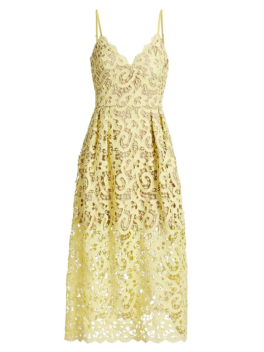 Women's Trois Lace Midi-Dress - Yellow - Size 12