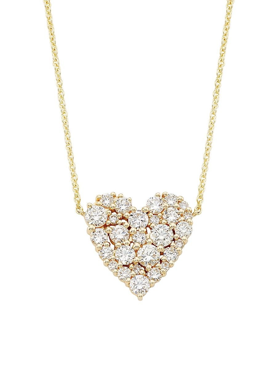 Women's 14K Yellow Gold & Diamond Heart Pendant Necklace