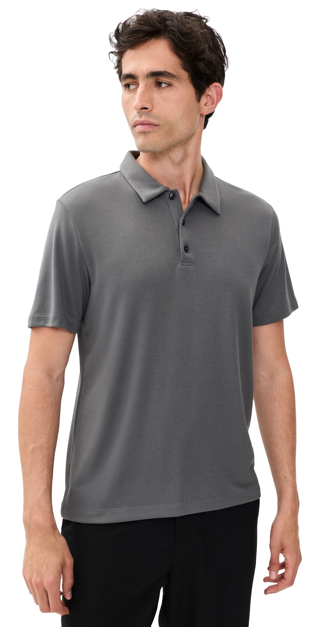 Theory Bron Polo Shirt In Anenome Milano Carbon L
