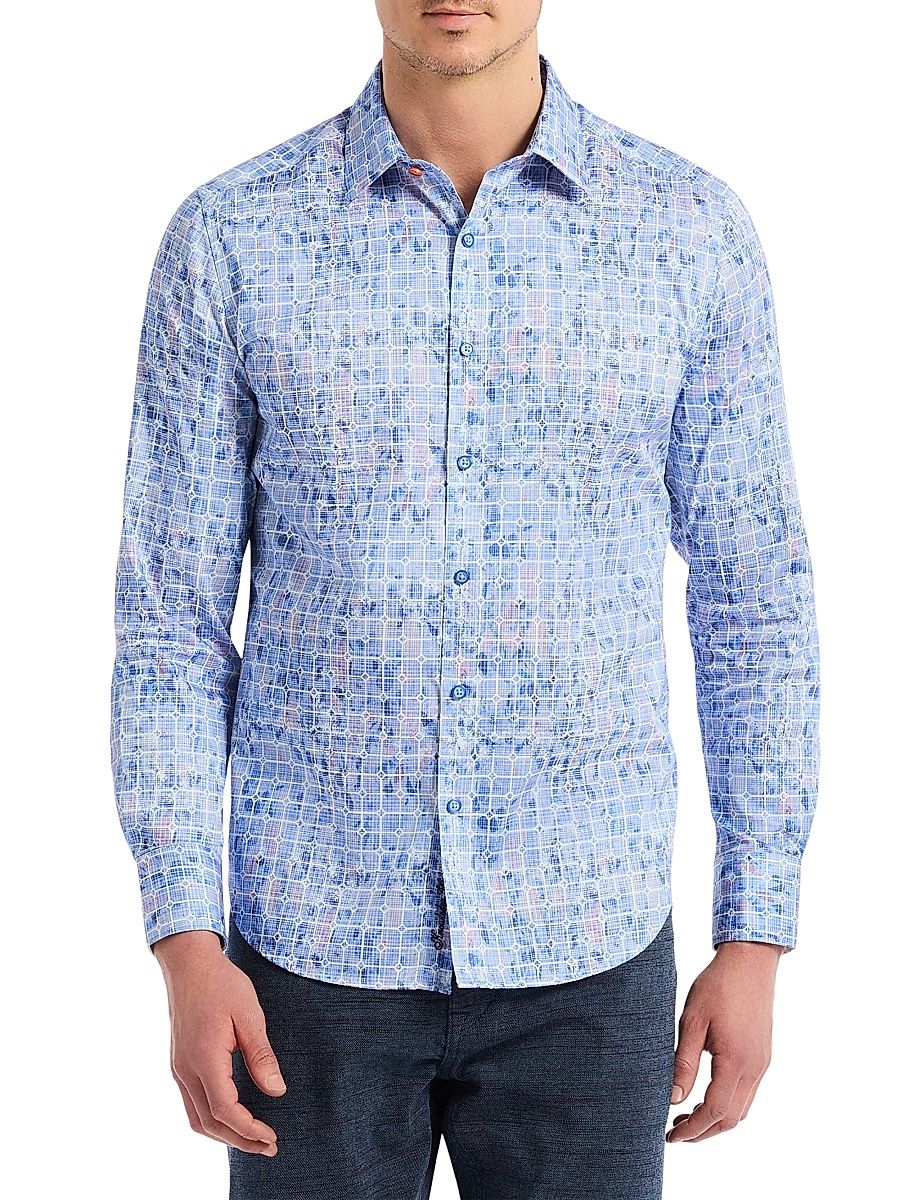 Men's Amsterdam Geo Print Button-Front Shirt - Size XXL