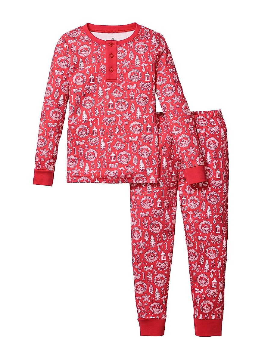 Little Kid's & Kid's Whimsical Winter Pajama Set - Red - Size 14