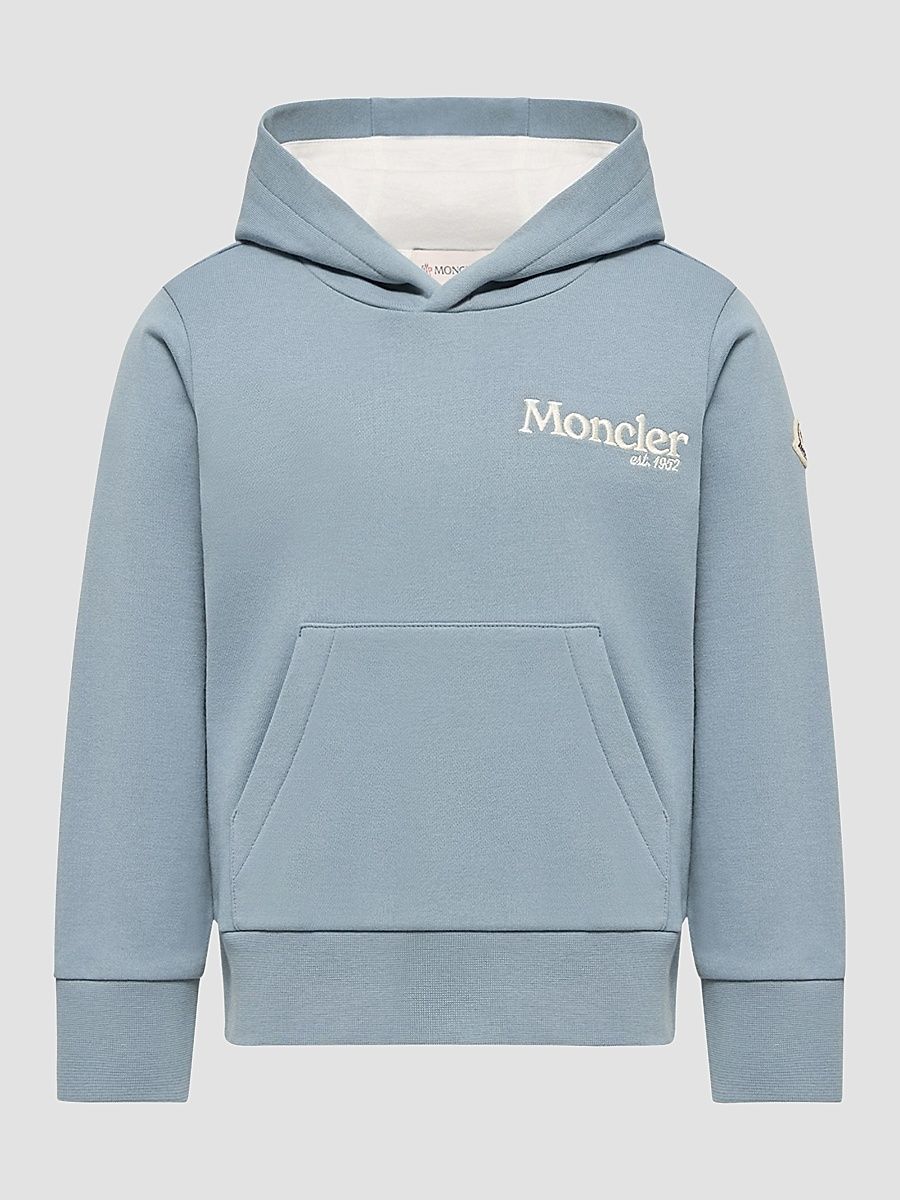 Little Boy's & Boy's Hoodie in Cotton Fleece - Light Blue - Size 14