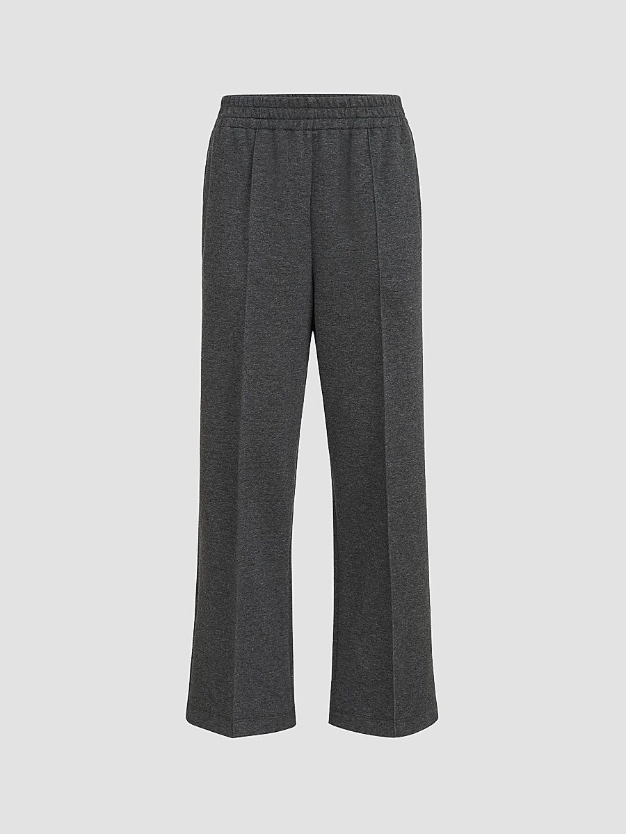 Women's Techno Cotton and Cashmere Interlock Track Sweatpants - Anthracite - Size Medium