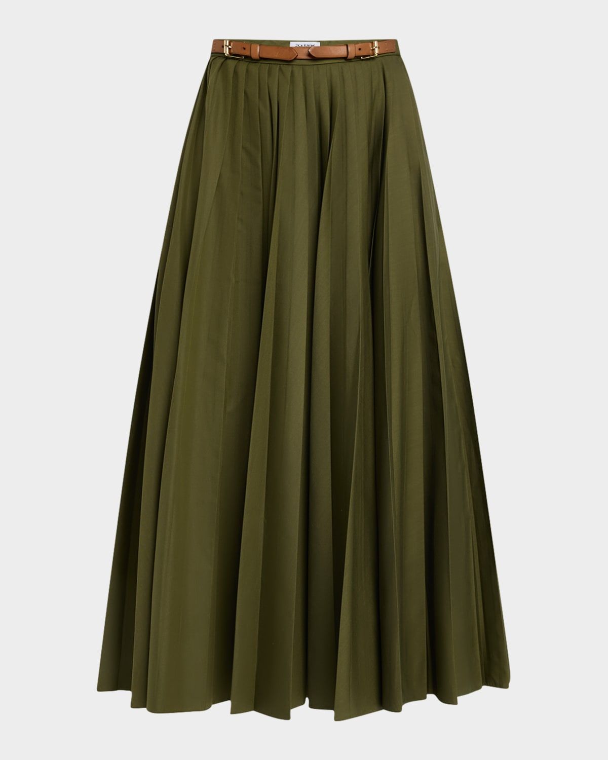 Belted Pleated Midi Skirt