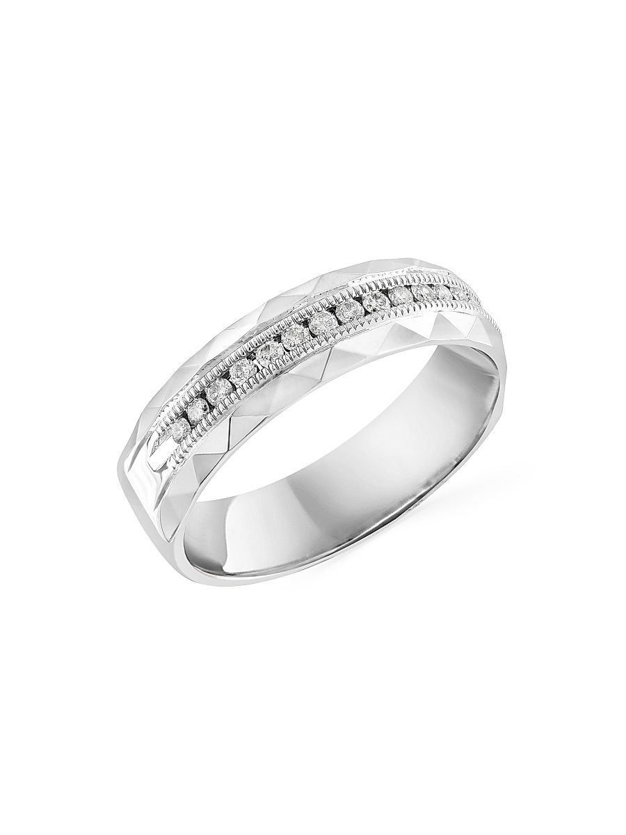 Men's COLLECTION 14K White Gold & 0.24 TCW Diamond Ring - Silver - Size 10