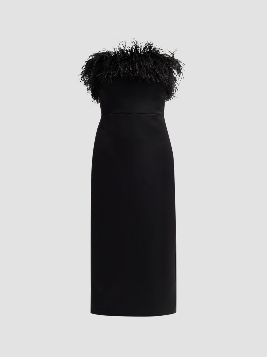 Theia Women's Ginger Feather-Trimmed Sheath Dress - Black - Size 16