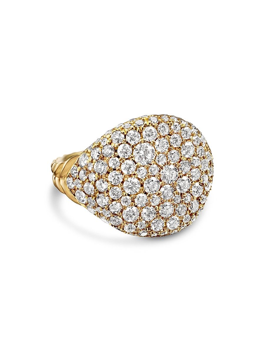 Women's Chevron Pinky Ring in 18K Yellow Gold - Diamond - Size 6