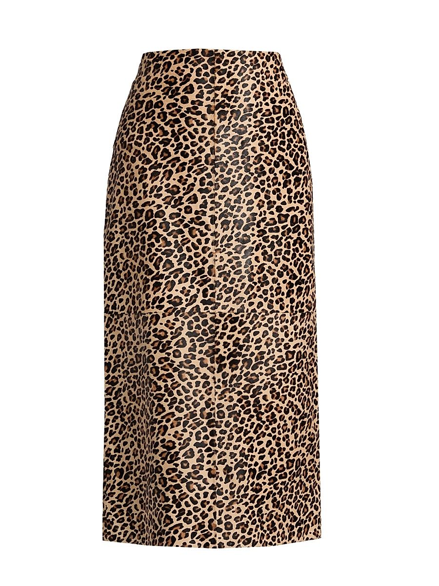 Women's Cheetah Cow Hair Slip Midi-Skirt - Leopard - Size 8