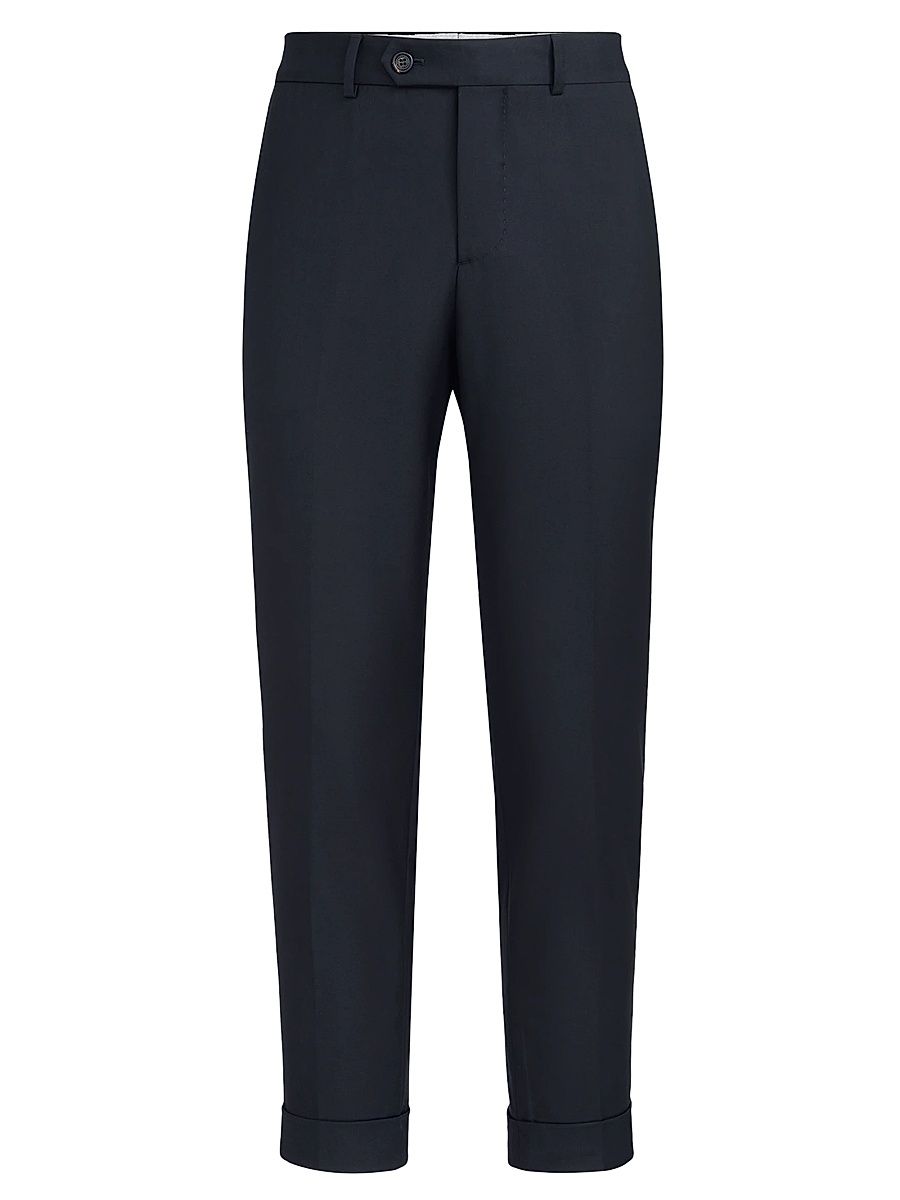 Men's Super 150s Virgin Wool Four Season Batavia Trousers - Navy Blue - Size 44