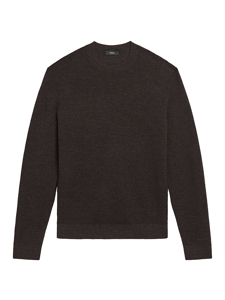 Men's Cashmere Crewneck Sweater - Brownwood Melange - Size Medium