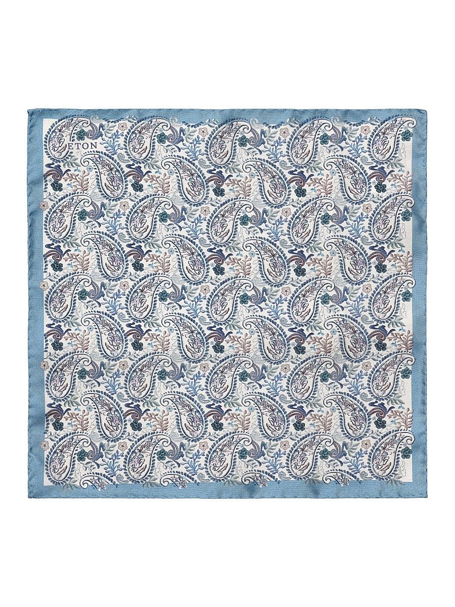 Men's Paisley Silk Pocket Square - Blue