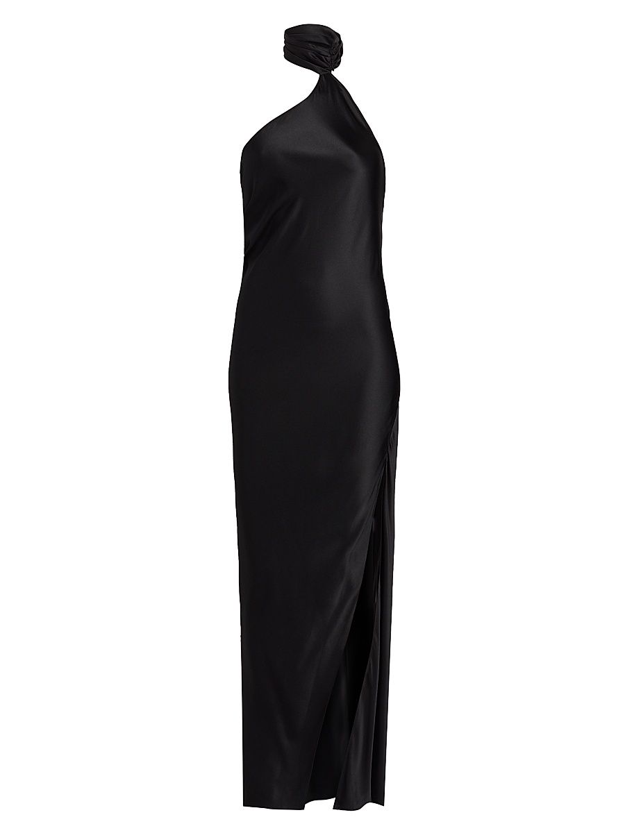 Women's Soie Asymmetrical Halterneck Gown - Black - Size XL