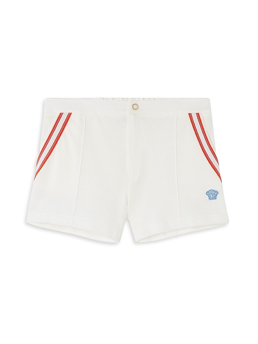 Little Boy's & Boy's Medusa Embroidery Piqué Shorts - White Powder - Size 8