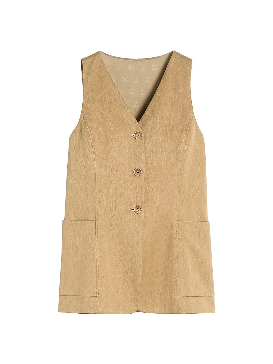 Women's Pinstripe Jacquard Jersey Gilet - Desert - Size 16