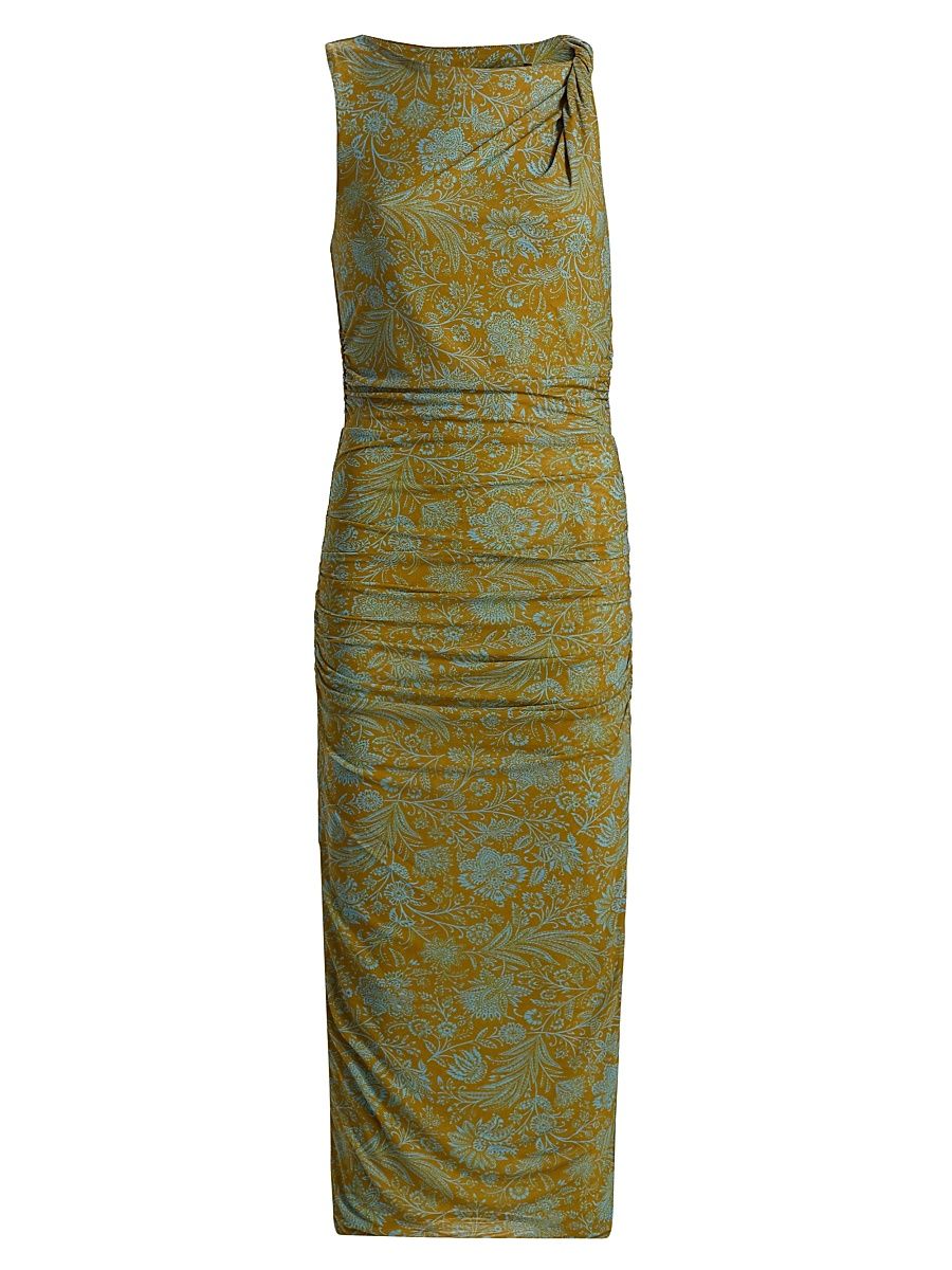 Women's Otessa Ruched Maxi Dress - Dark Goldenrod Blue Jay - Size XL